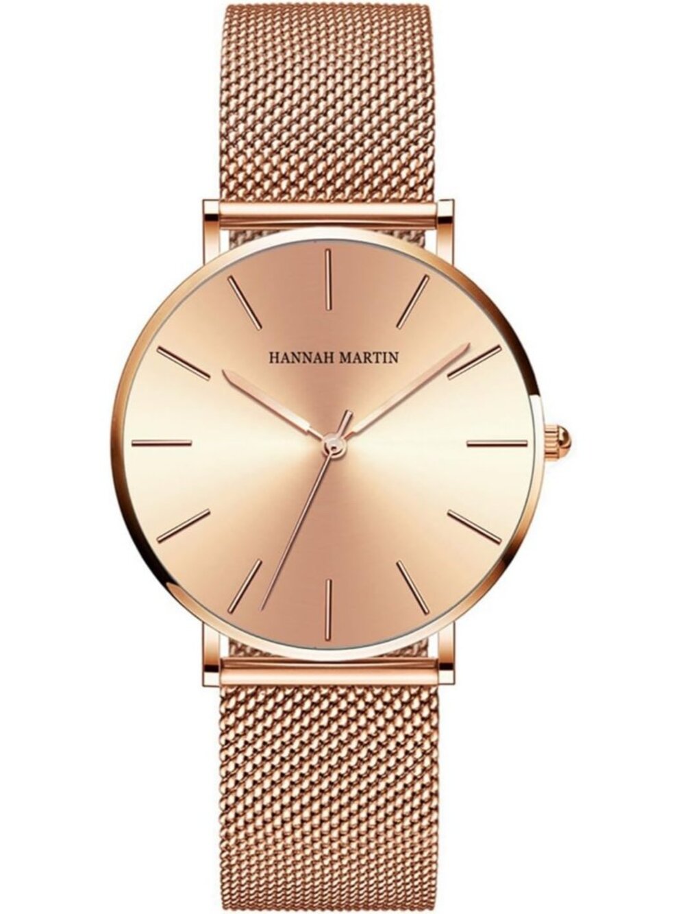 Women's Rose Gold Minimalist Fashion Quartz  Stainless Steel Mesh Band Watch
